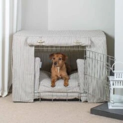 Lords & Labradors Dog Crate Set In Regency Stripe 7 Lords & Labradors Dog Crate Set In Regency Stripe -Danish Design || Scruffs || Great&Small Sales regency stripe silver crate set