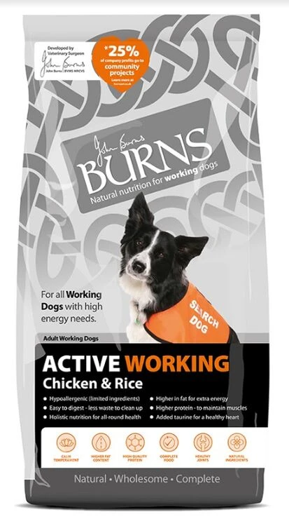 Burns Active Adult Chicken & Rice Working Dog Food 12kg 3 Burns Active Adult Chicken & Rice Working Dog Food 12kg